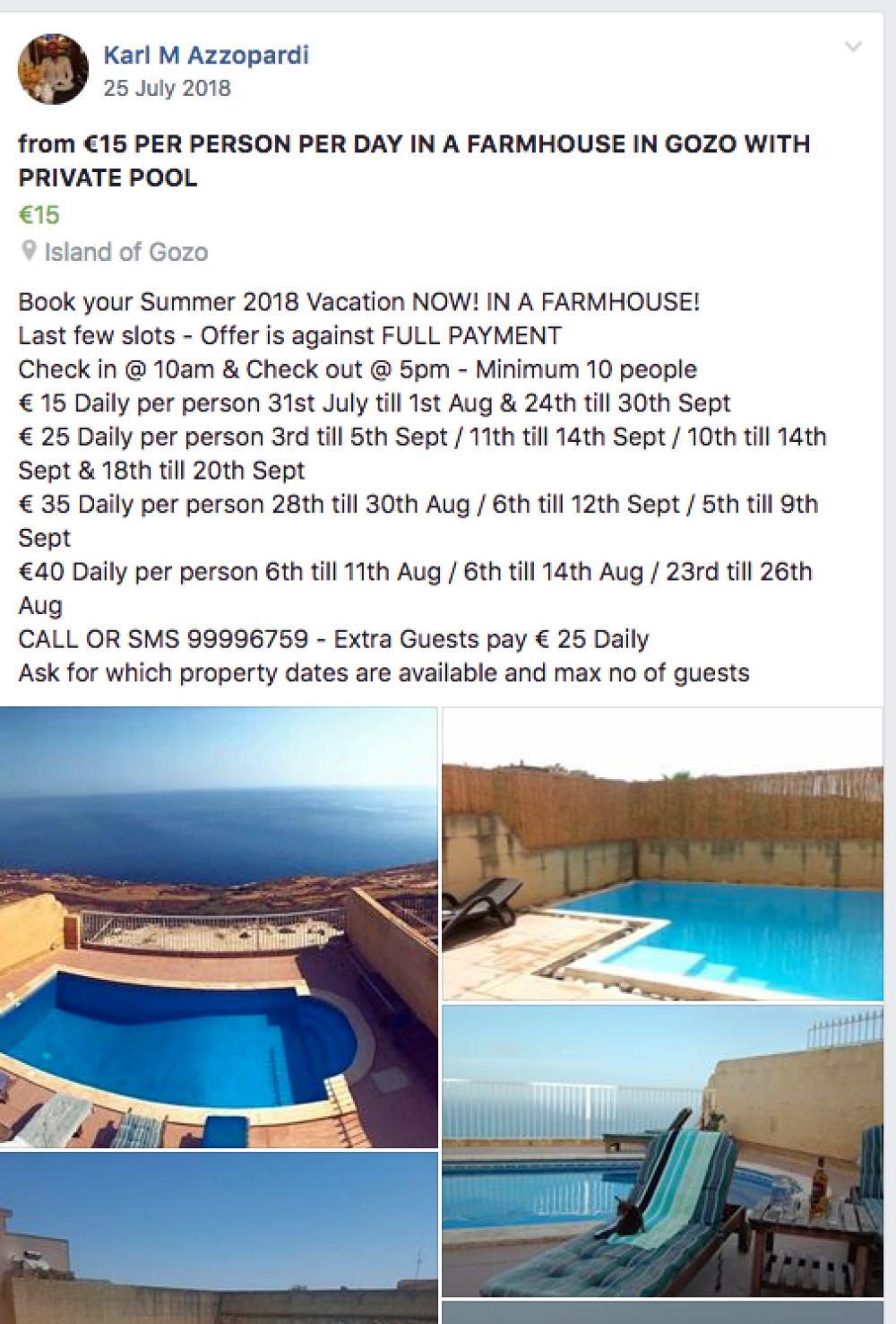 Jirriklama l-farmhouses....