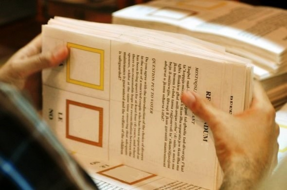 Id-dokument tal-vot li ntuża fir-referendum tal-2011 dwar id-divorzju f’Malta
