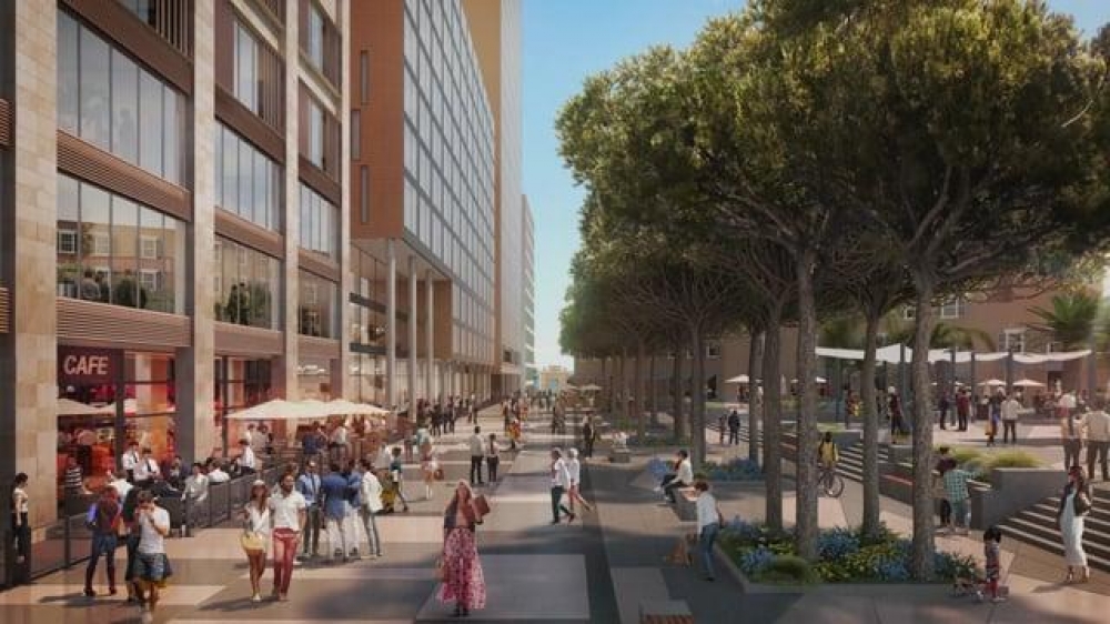 Il-pjazza proposta fil-masterplan fejn illum tinsab it-triq prinċipali b’għadd ta’ klabbs