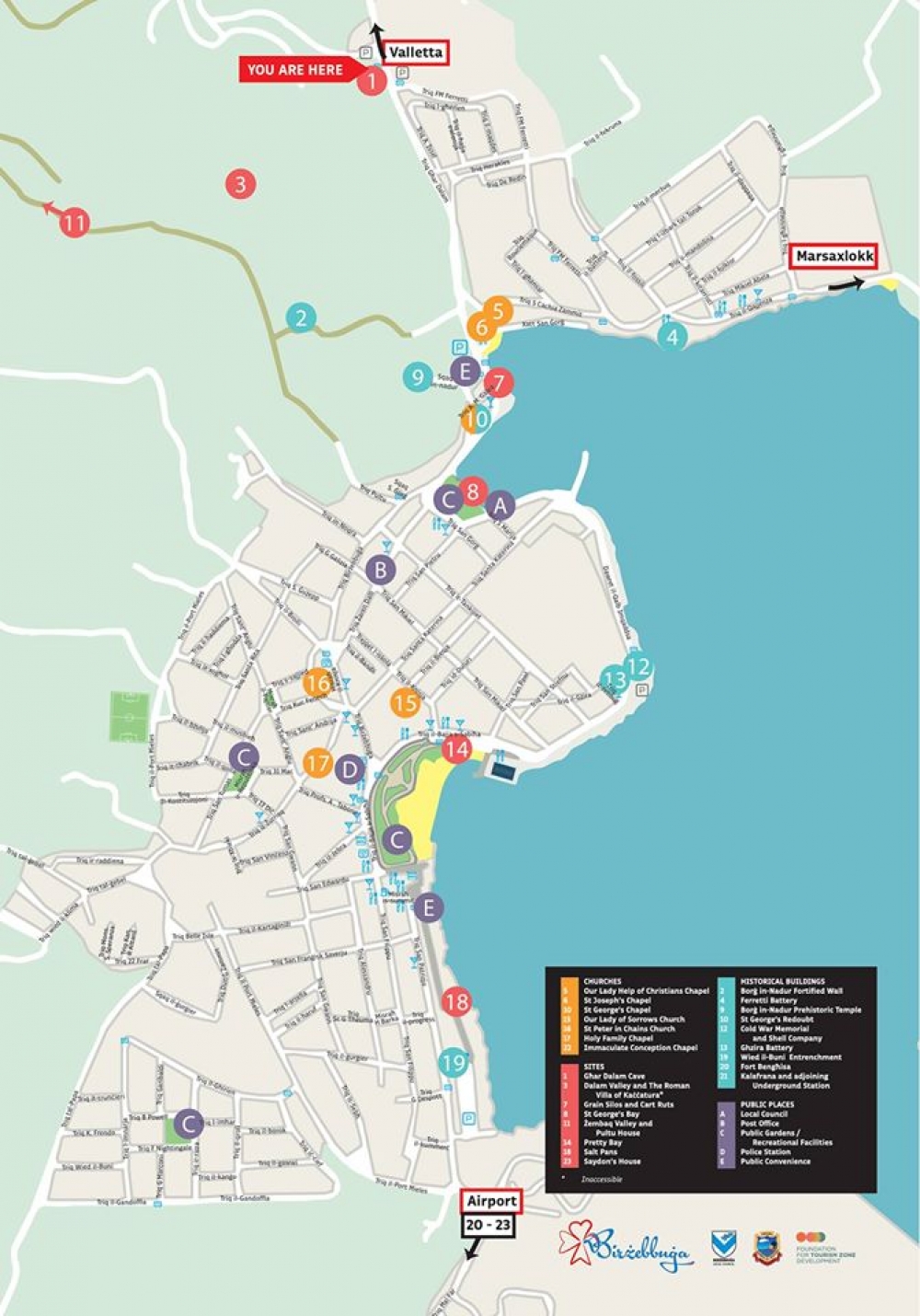 Traċċa ta' siti storiċi u ta' nteress madwar ir-raħal