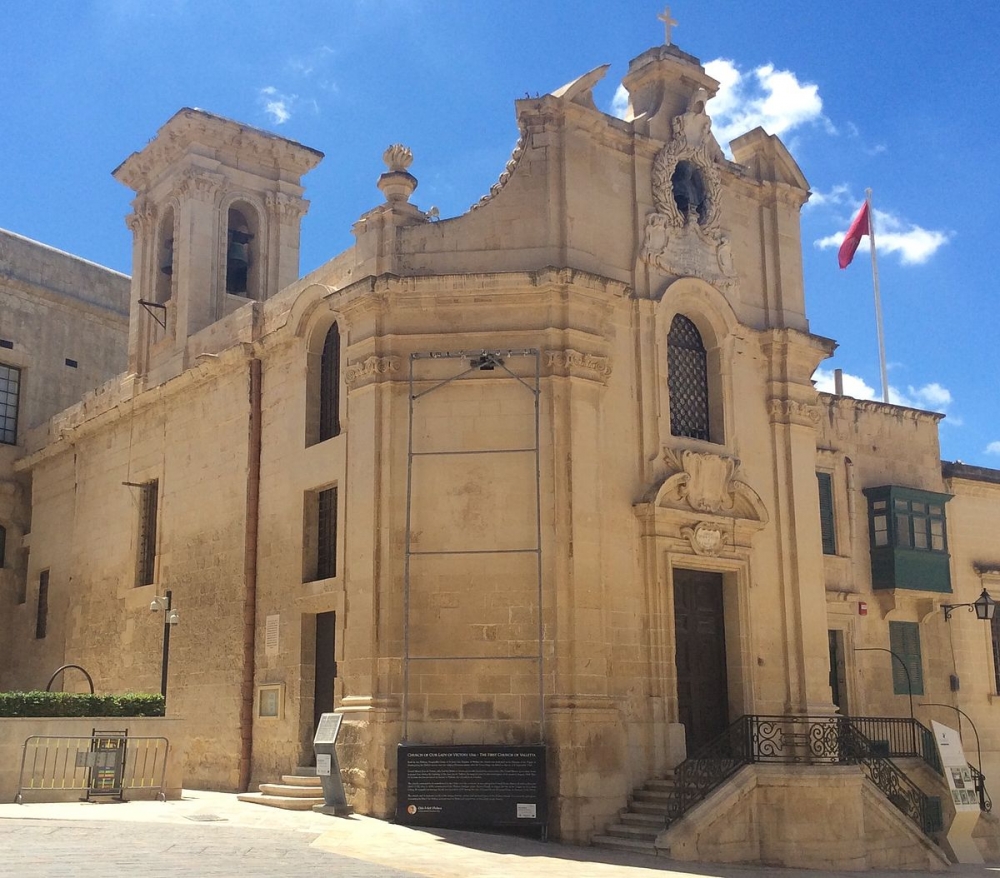 Il-Knisja tal-Vitorja fejn tinsab l-ewwel ġebla tal-Belt Valletta