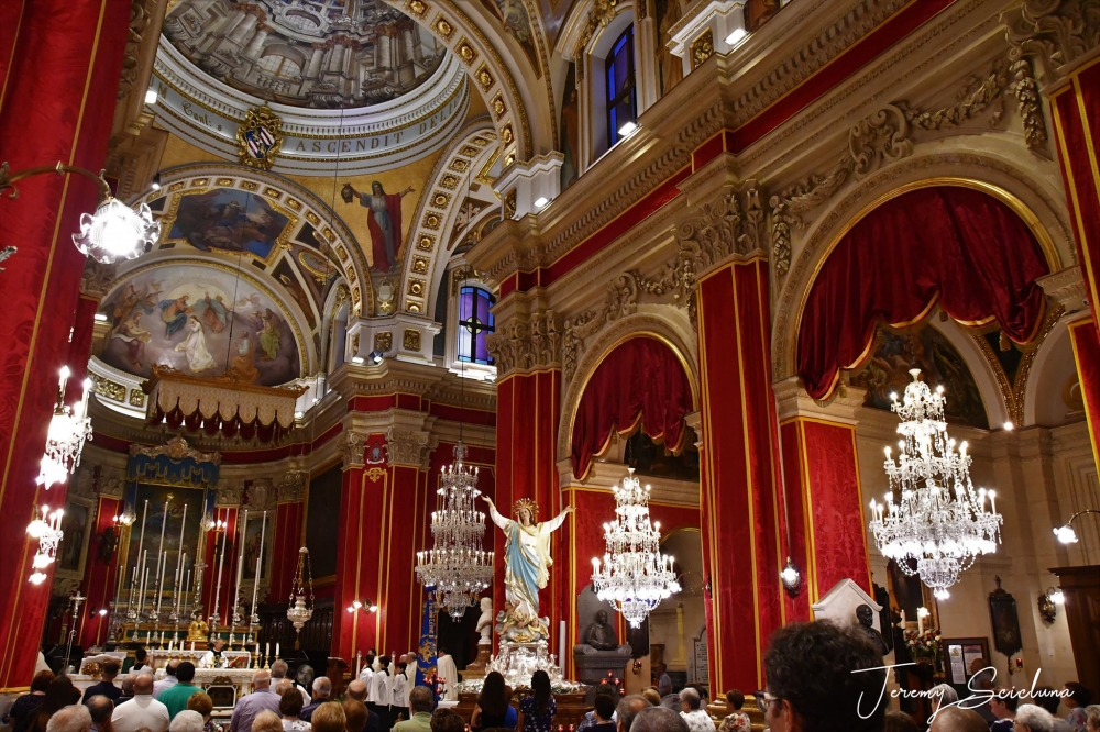 Il-quddiesa fil-ftuħ tal-Kwindiċina tal-festa ta’ Santa Marija fil-Katidral ta’ Għawdex