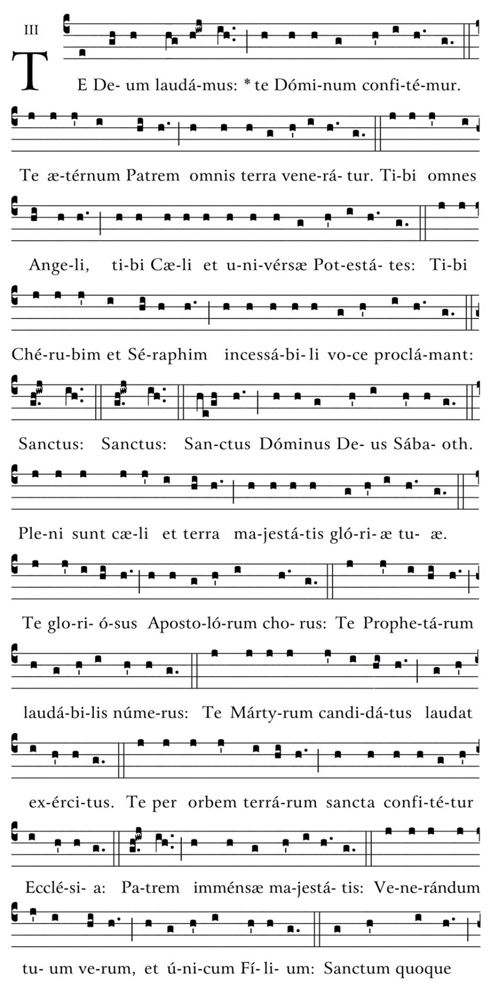 Partitura tat-Te Deum hekk kif kantat bil-Gregorjan 