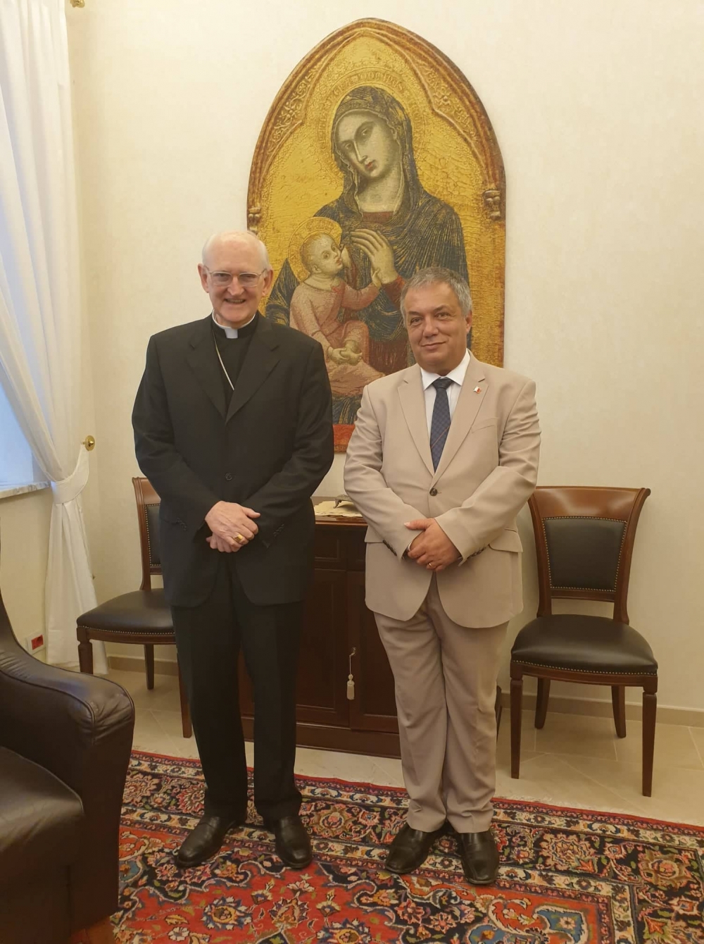 L-Ambaxxatur Malti għas-Santa Sede Frank Zammit flimkien mal-Kardinal Arċipriet tal-Bażilika Papali ta' San Paolo Fuori Le Mura