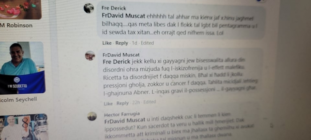 Il-kummenti ta' Dun David fuq Facebook