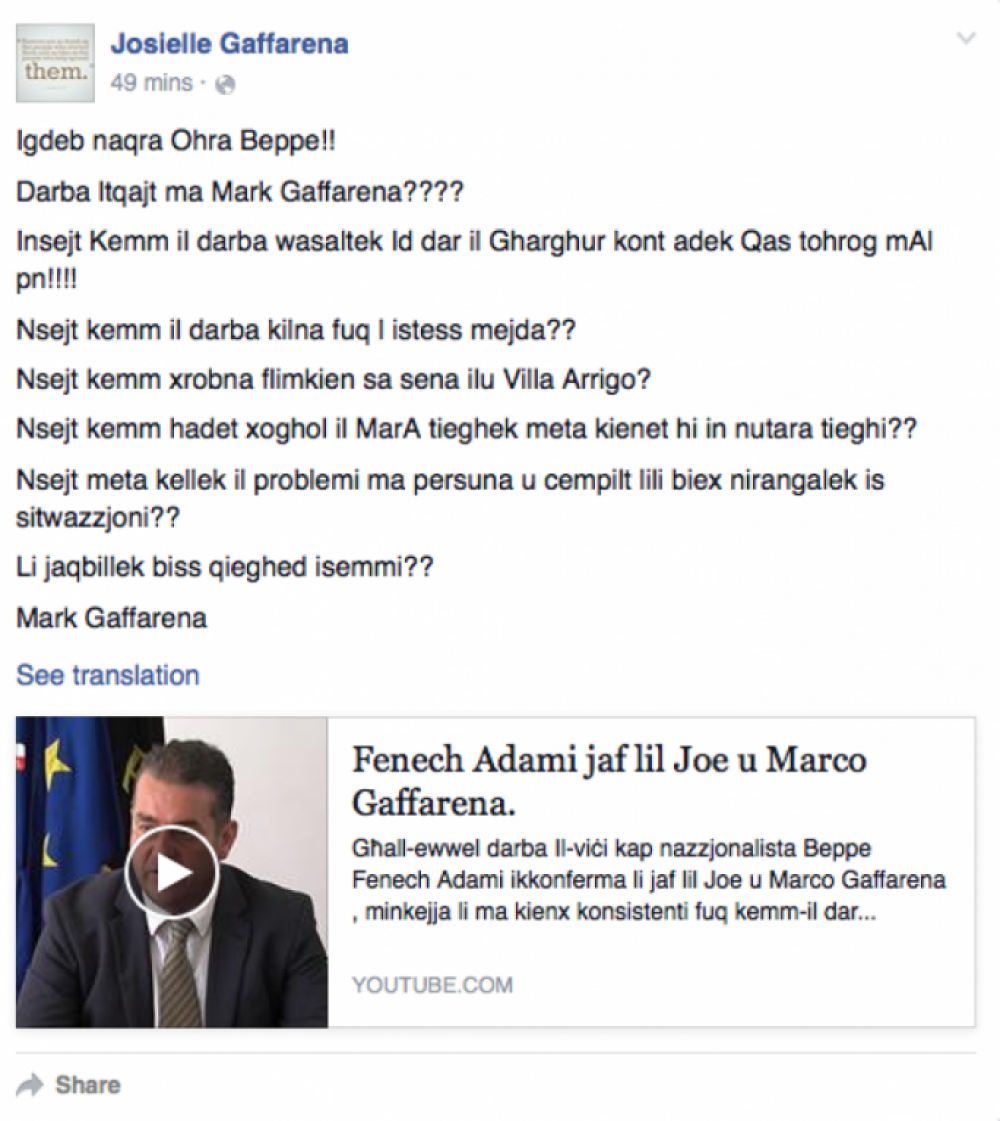 Dak li kiteb li Gaffarena