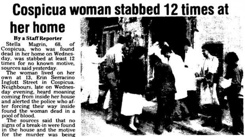 Ir-rapport fuq il-gazzetta The Times of Malta wara s-sejba tal-katavru ta’ Maria Stella Magrin fl-1986