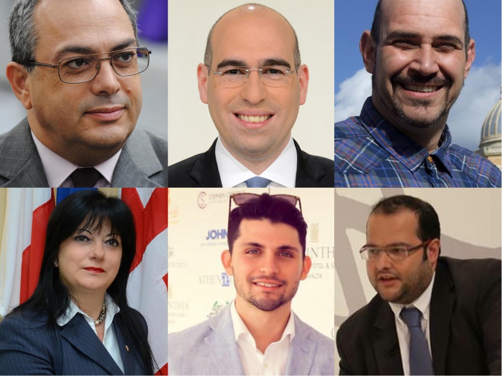 Mix-xellug: Alex Perici Calascione, Karol Aquilina, Ivan Bartolo, Anne Marie Muscat Fenech Adami, Thomas Bugeja u Sam Abela 