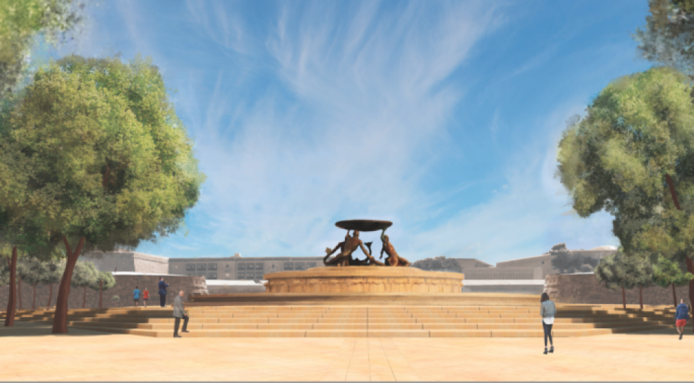 Dehra artistika tal-proġett ta’ Pjazza Tritoni