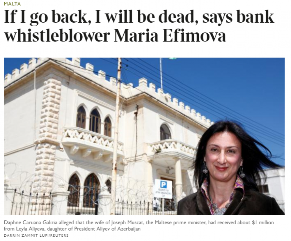 Efimova tgħid li tinqatel jekk tiġi lura Malta
