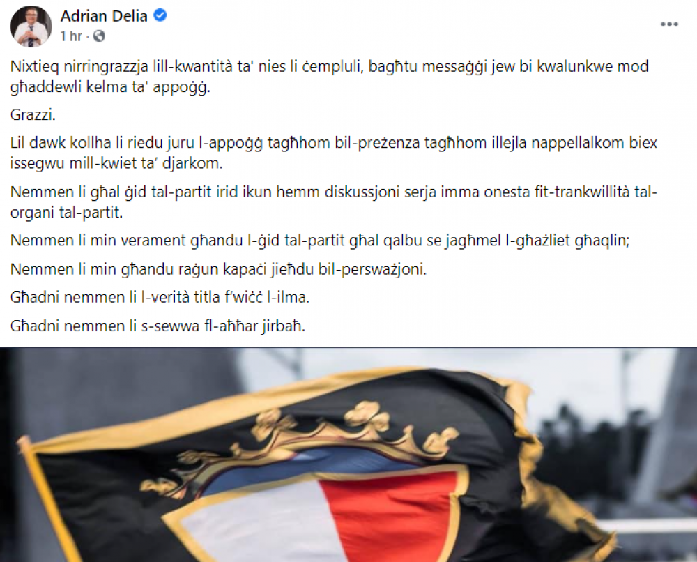 Il-messaġġ ta' Delia dalgħodu