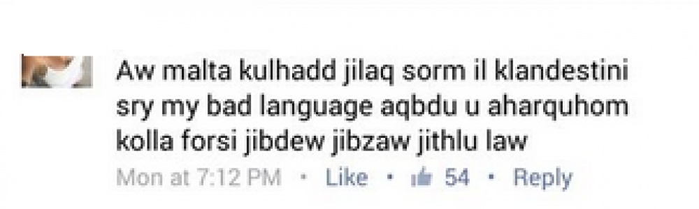 il-messaġġ razzista fuq Facebook