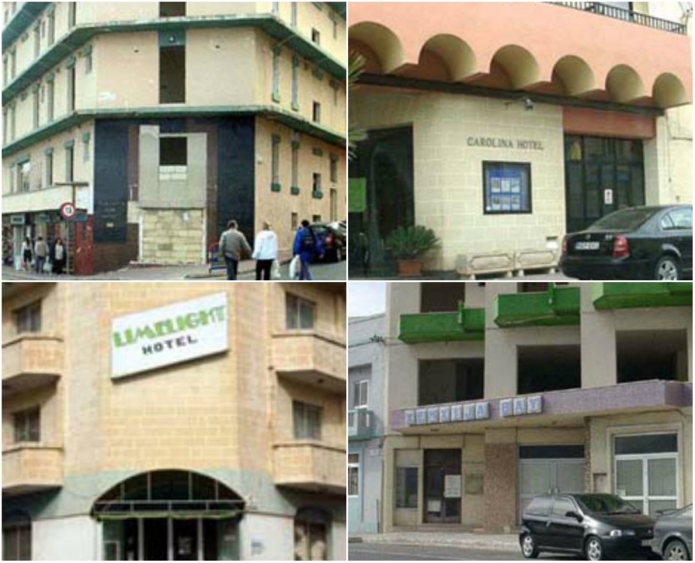 Uħud mil-lukandi magħluqa f'din iż-żona