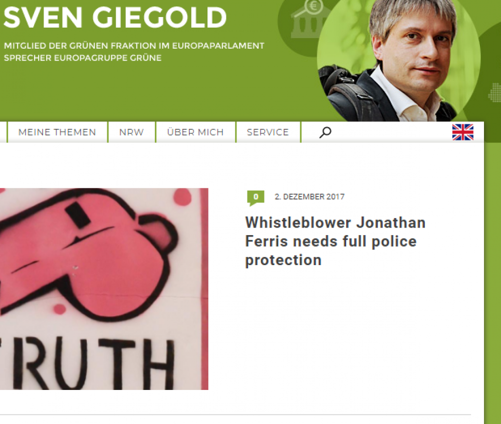 Sven Giegold jitlob għall-protezzjoni ta' Jonathan Ferris