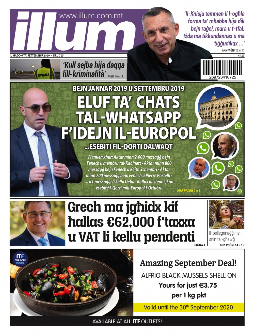 Il-faċċata tal-gazzetta ILLUM, il-Ħadd 6 ta' Settembru 2019