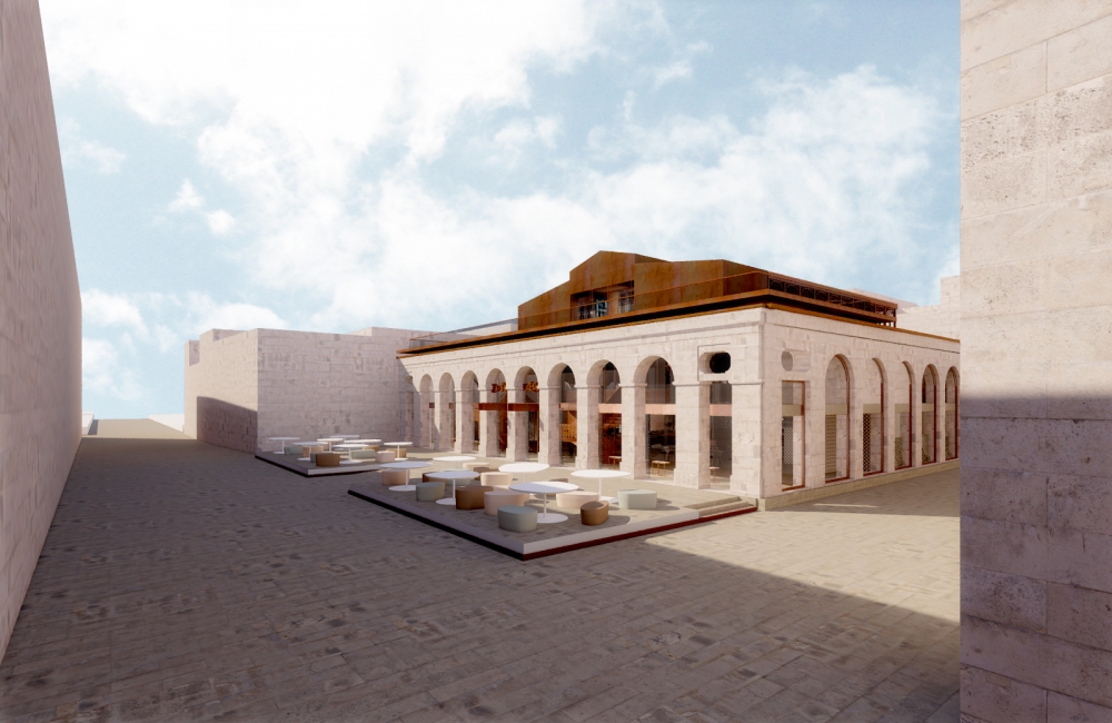 Impressjoni artistika tal-faċċata tas-suq tal-Belt