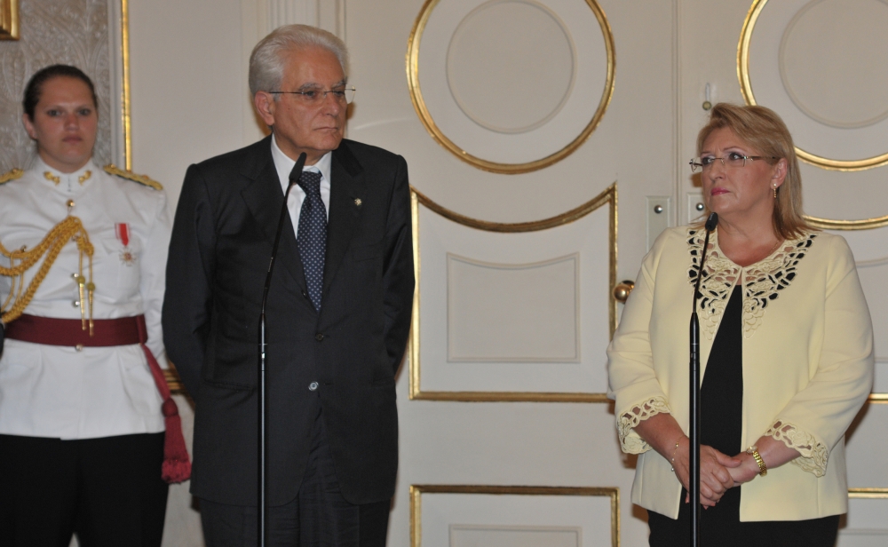 Il-President tTaljan Mattarella mal-President ta' Malta Marie Louise Coleiro Preca 