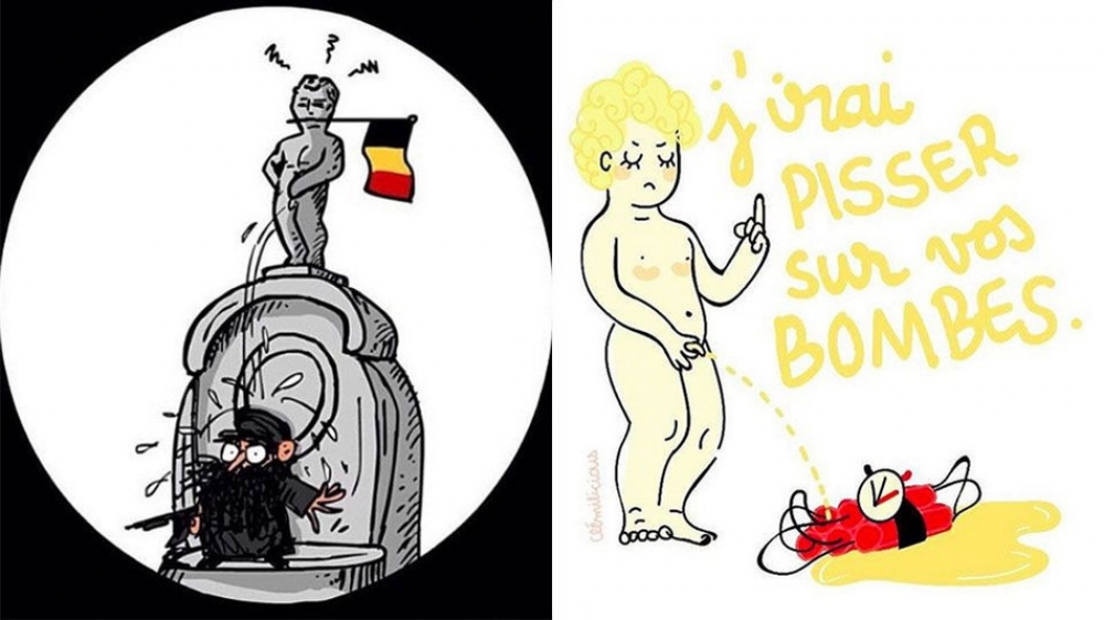 Il-Manneken Pis tal-Belġju jagħmel il-bżonnijiet tiegħu fuq terrorist 