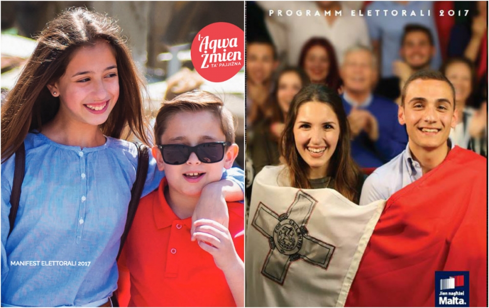 Il-manifesti elettorali tal-Partit Laburista u l-Partit Nazzjonalista