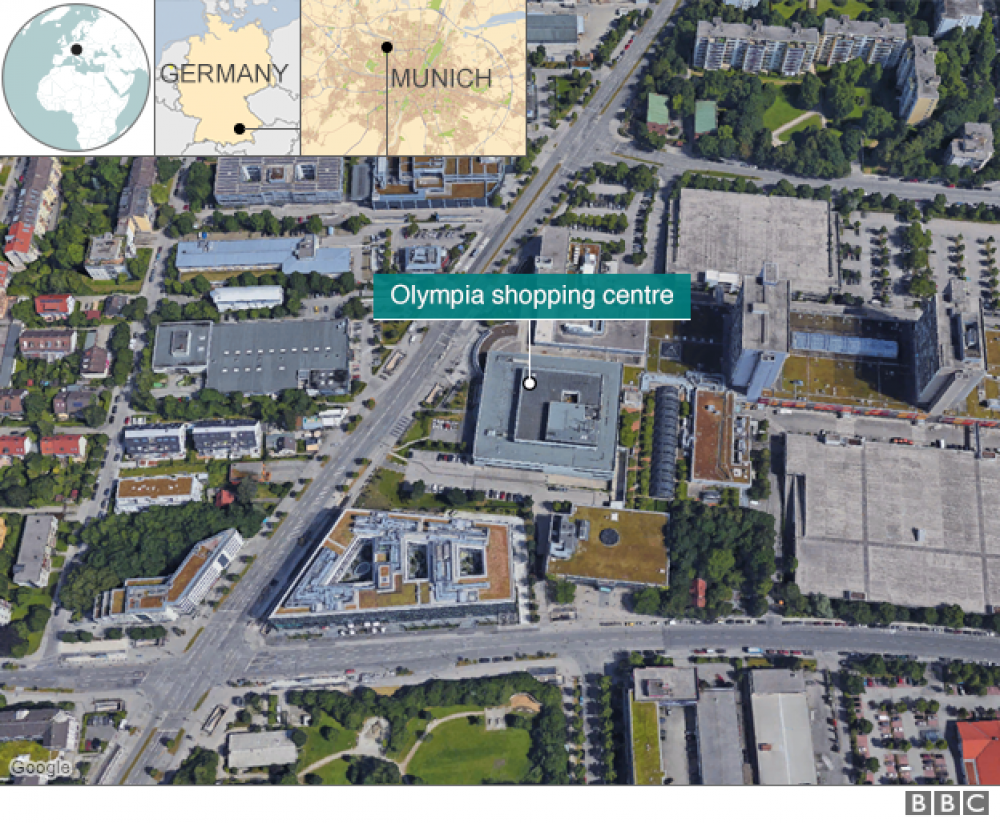 Mappa taċ-ċentru kummerċjali fejn saret l-isparatura