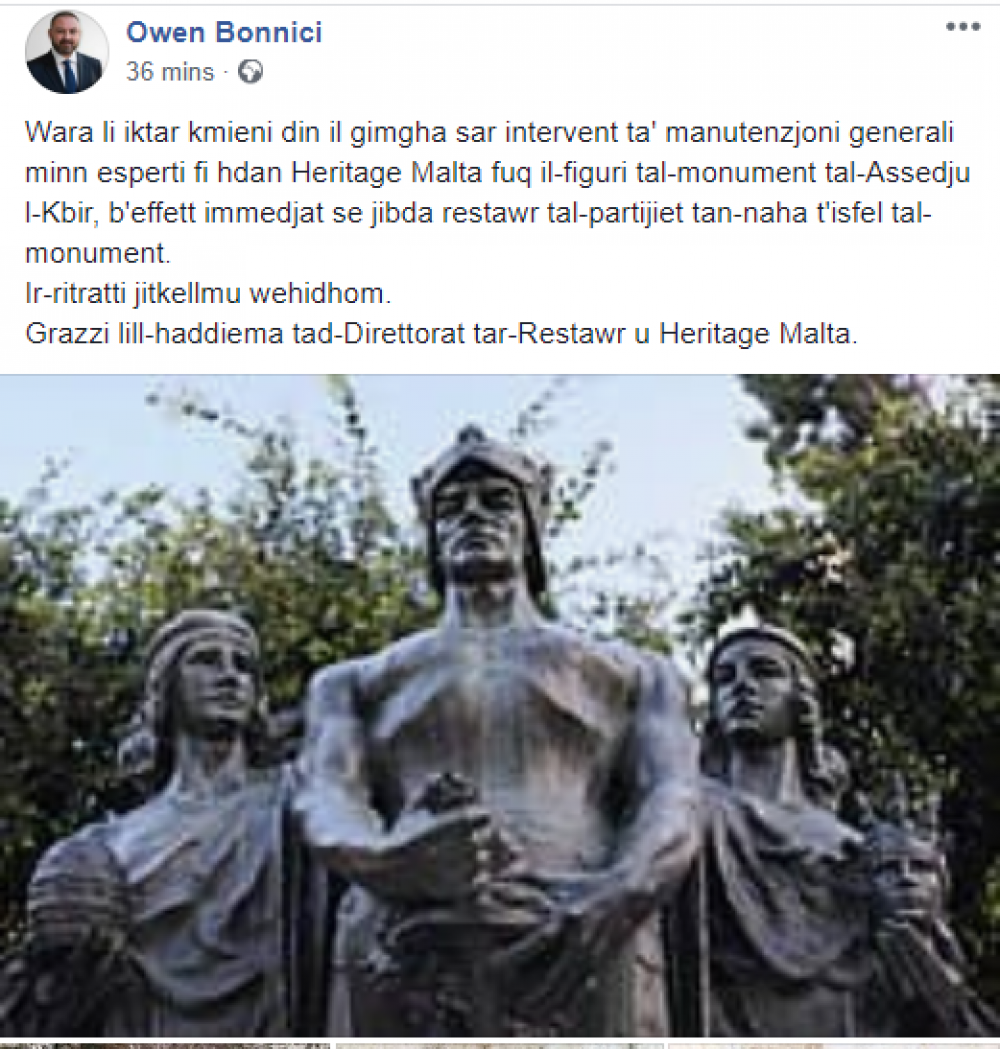 Dak li kiteb il-Ministru Owen Bonnici 