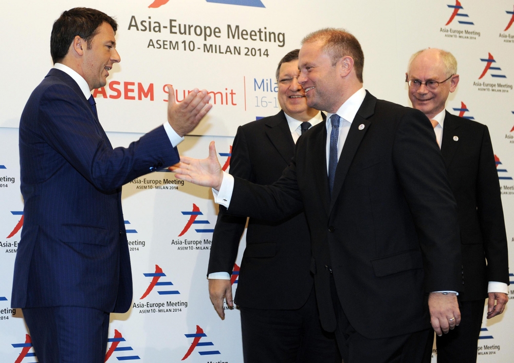 Il-Prim Ministru Joseph Muscat mal-Prim Ministru Taljan Matteo Renzi
