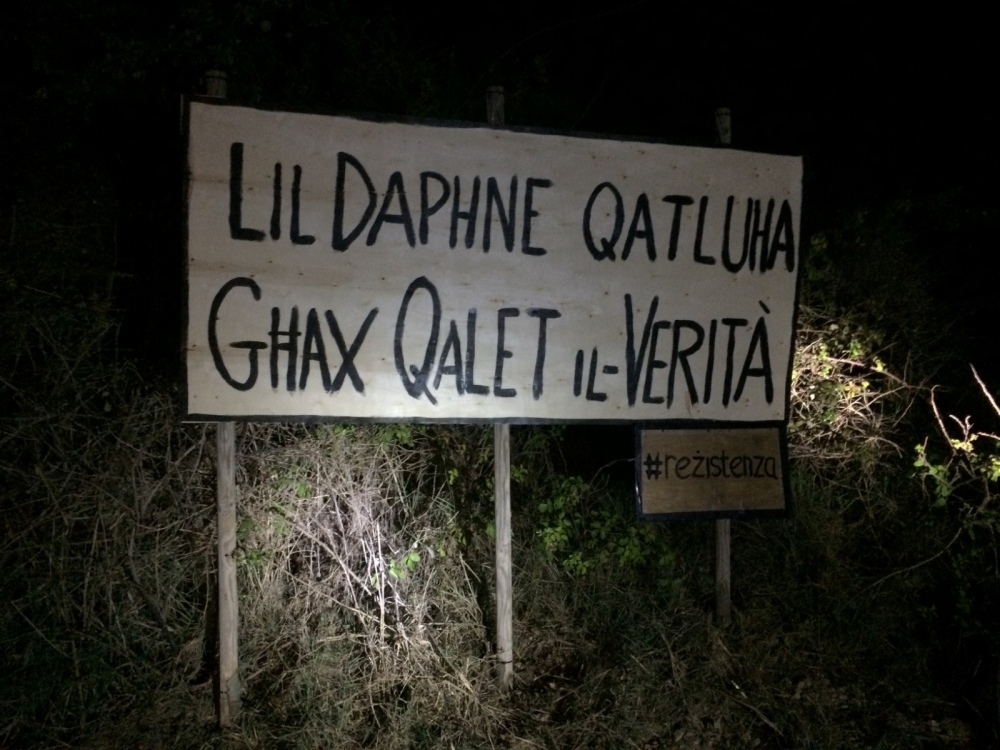 Il-messaġġ li twaħħal minn Reistenza Malta bil-messaġġ li Caruana Galizia inqatlet għax qalet il-verità