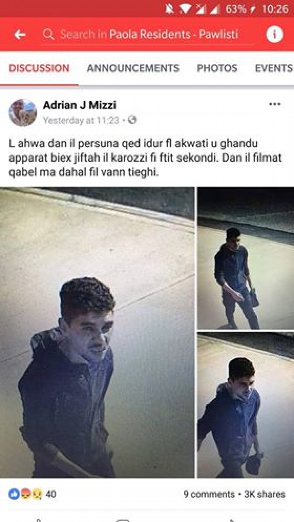 Il-Kumment li tħalla fuq Facebook