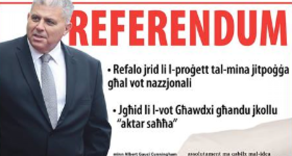 Il-Ministru Refalo jrid referendum ... il-Front Ħarsien ODZ jgħid mhux qabel ma jsiru l-istudji