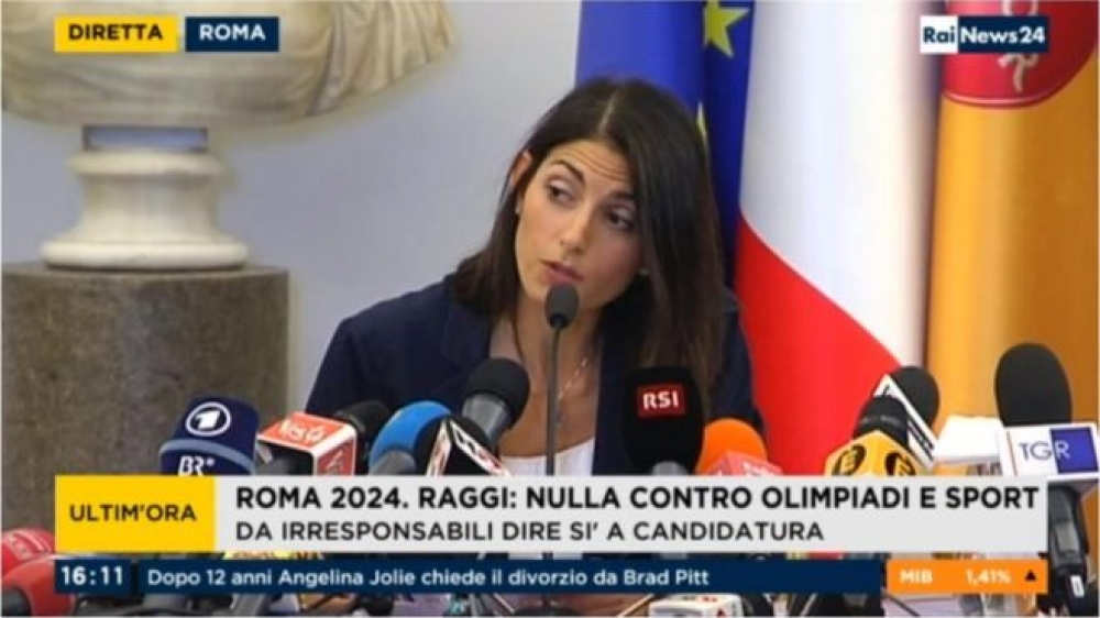 Is-Sindku ta' Ruma, Virginia Raggi tgħid LE għall-Olimpjadi f'Ruma fl-2024