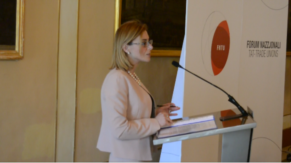 Justyne Caruana waqt l-indirizz tagħha fis-seminar