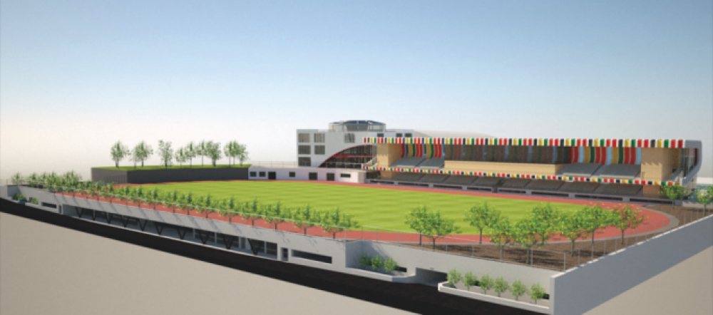 Impressjoni artistika tal-kumpless sportiv li se jkun qed jinbena fl-Università