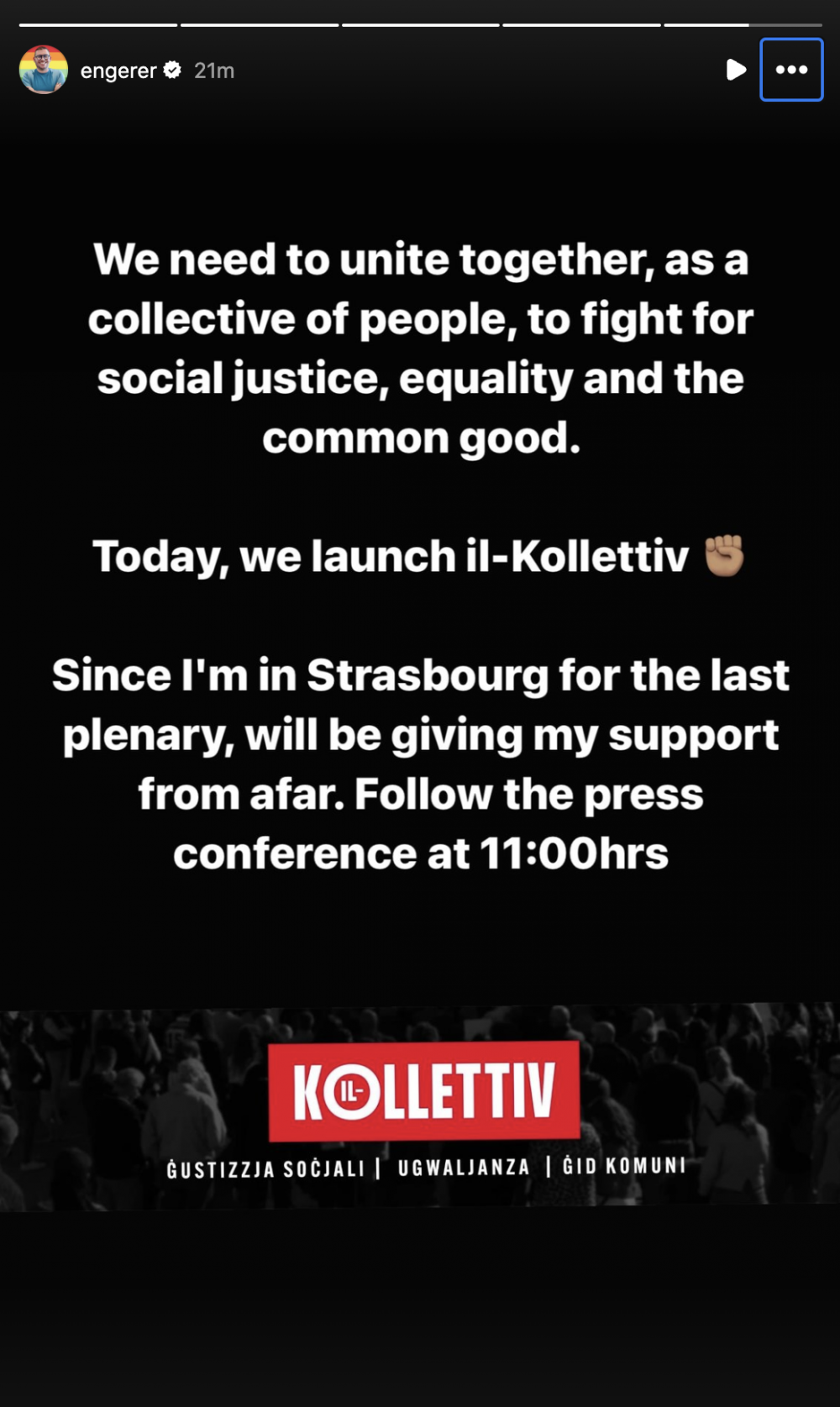 Cyrus Engerer jispjega l-għan tal-pjattaforma politika, 'Il-Kollettiv', fuq l-Instagram tiegħu.