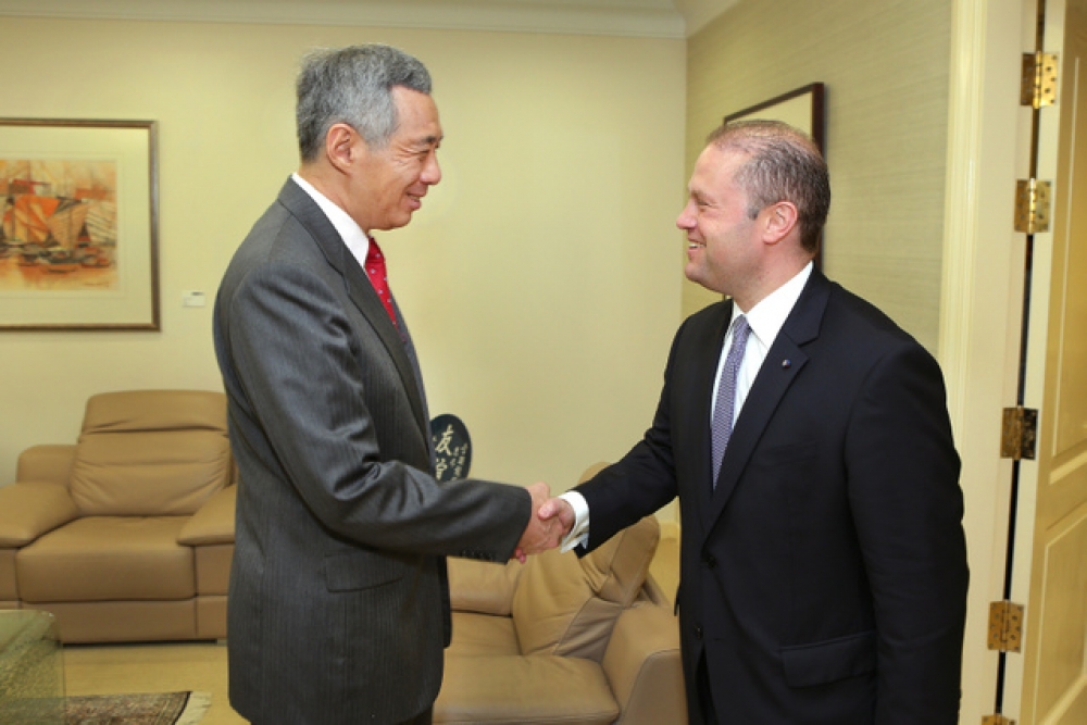 Il-Prim Ministru Joseph Muscat iltaqa' mal-Prim Ministru ta' Singapore Lee Hsien Loong f’Singapore