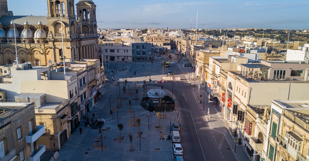 Il-Pjazza ta' Raħal Ġdid wara l-proġett | Ritratt meħud minn one.com.mt