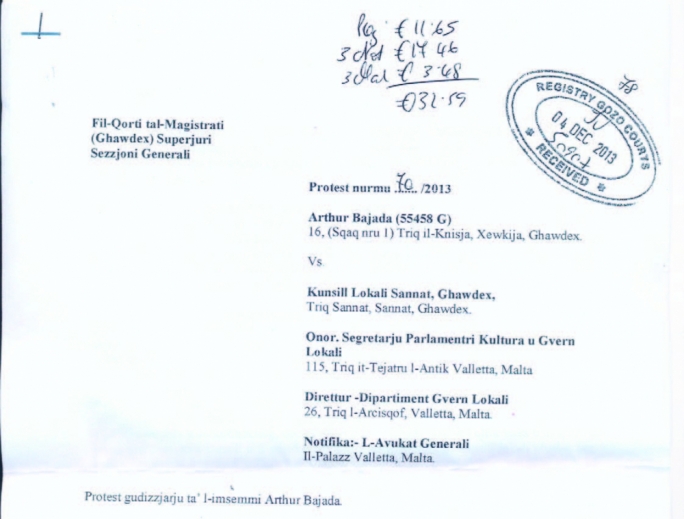 Il-protest ġudizzjarju ta’ Arthur Bajada: “Ipprova jrażżan lis-Sindku minn diversi abbużi”